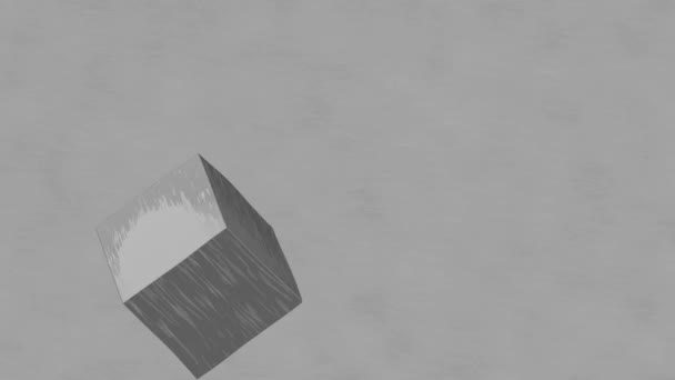 頂点の1つに回転する立方体の白黒のフレーム単位のループアニメーション — ストック動画