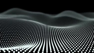 Döngülü 3d Canlandırma - Siyah arkaplanda beyaz noktalardan oluşan dalgalı ağ