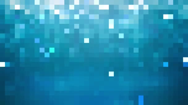 青い抽象的なアニメーションピクセルの技術的背景は滝のように落ちる — ストック動画