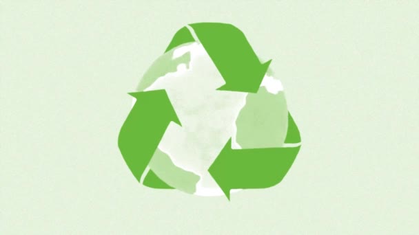 Loopable Cartoon Animation Recycling Symbol Planet Earth — Stock video