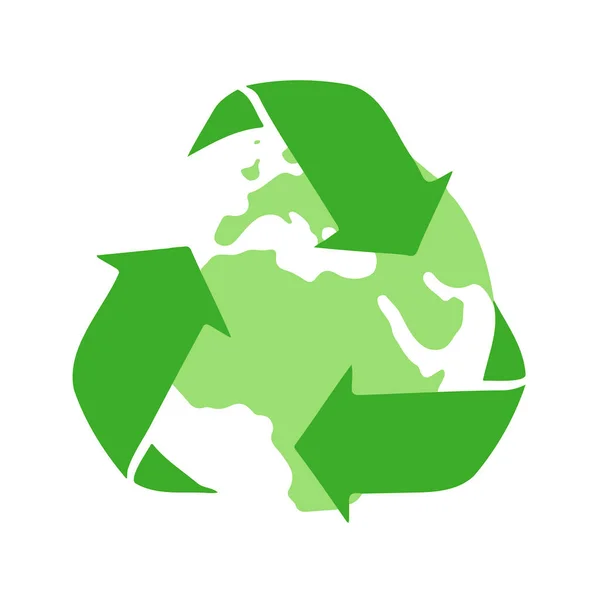 Vector Illustratie Van Een Recycling Symbool Rond Planeet Aarde — Stockvector