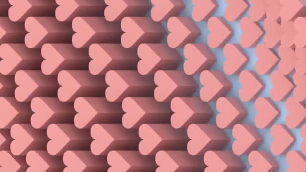 Dikey Video Biçiminde Dalgalı Hareketli Boyutlu Kalp Şekilli Döngülerin Isometric — Stok video