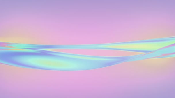 Animation Iridescent Abstract Background Smooth Wavy Shape Looped Motion — Stock Video