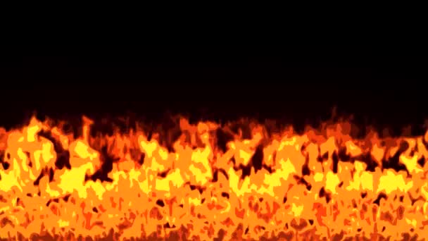 Cartoon Style Animation Line Fire Black Background — Stock Video