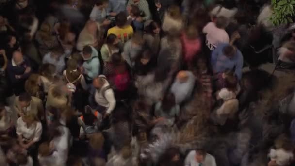 Vue Aérienne Laps Temps Foule Dans Rue Nuit Espagne Avec — Video