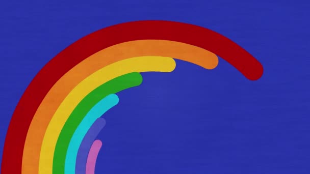 蓝色背景上彩虹的圆形动画 手工画框 框架风格 — 图库视频影像