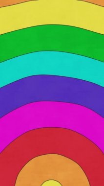 Dikey kompozisyonda kare kare çizgi film tarzıyla döngü oluşturulabilir gökkuşağı arkaplanı