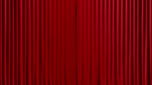 Animation Red Theater Curtain Opening Black White Alpha Channel — Vídeo de stock