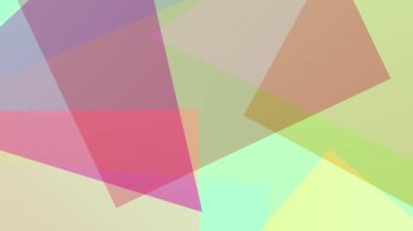 Looped animated abstract background of translucent colored geometric shapes