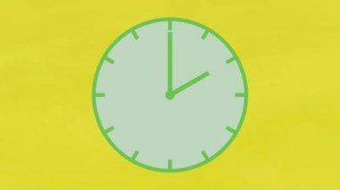 Looping animation of a clock with psychedelic changing colors marking the hours and minutes of a full day.