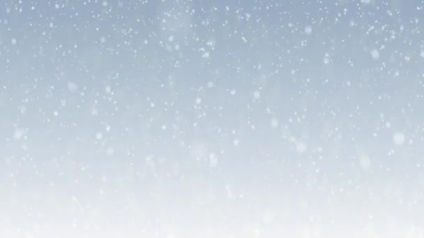 Циклічний Анімований Різдвяний Фон Падаючого Снігу Світло Блакитному Фоні — стокове відео
