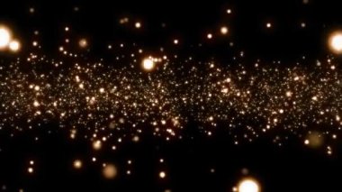 Looping animated christmas background of golden light particles on black background