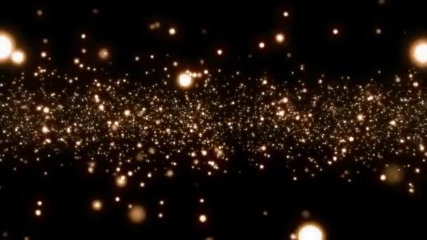 Looping Animated Christmas Background Golden Light Particles Black Background — Video Stock