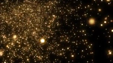 Looping animated christmas background of golden light particles on black background