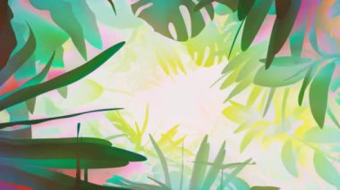 3D Animation - Looping animated background of an endless tunnel of jungle plants.