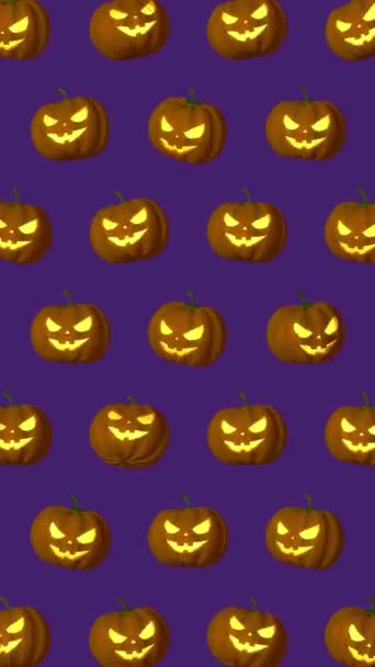 Animacja Pętla Animowana Halloween Wzór Dyń Fioletowym Tle Pionowym Formacie — Wideo stockowe