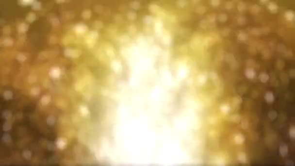 Петлевий Анімований Дефокусований Абстрактний Різдвяний Фон Потоку Вибухових Частинок Золотого — стокове відео