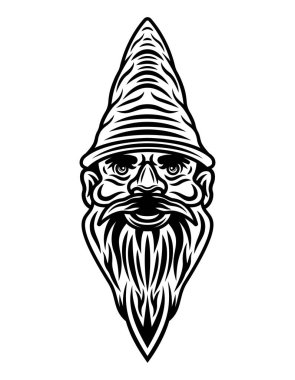 Bahçe cücesi sakallı baş vektör illüstrasyonuName