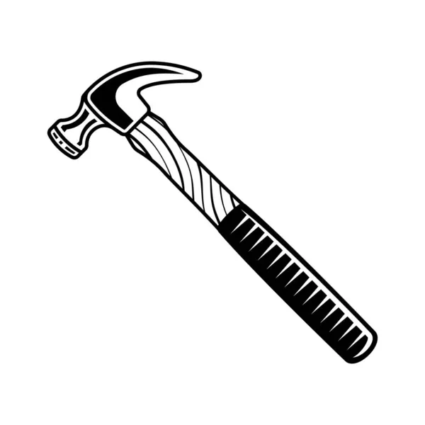 Klauw hamer vector illustratie in monochrome stijl geïsoleerd op witte achtergrond — Stockvector