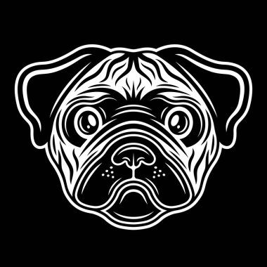 Pug dog baş vektör illüstrasyonuName