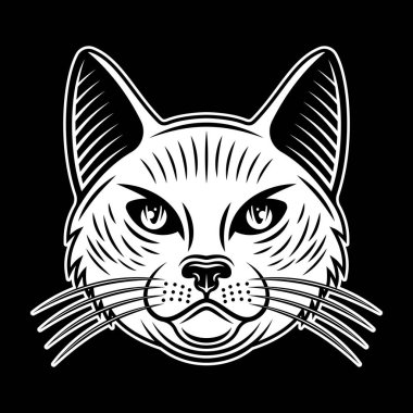 Koyu arkaplanda kedi başı vektör çizimi