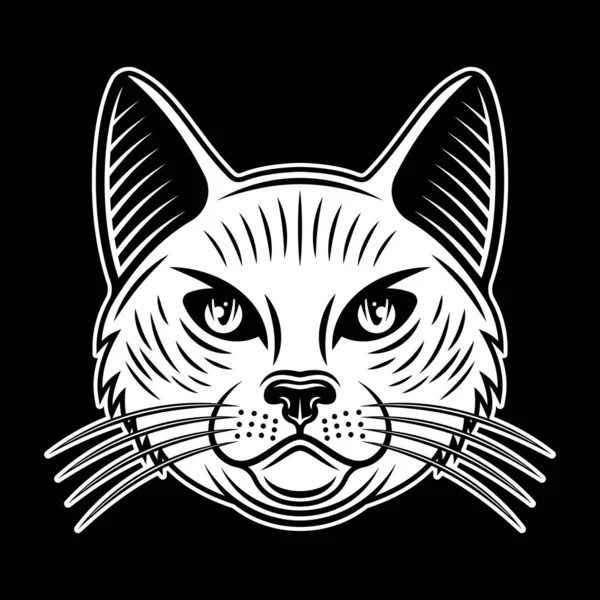Katzenkopfvektorillustration im Vintage-Stil auf dunklem Hintergrund — Stockvektor