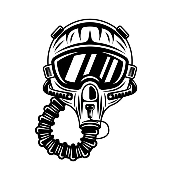 Pilot helmet vector illustration in vintage monochrome style isolate on white background — Stockvector