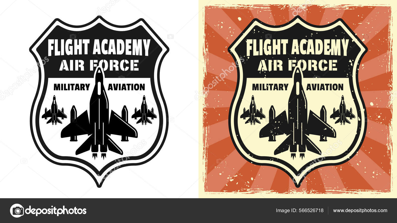 Military Aviation, Flight Academy Vector Emblem, Badge, Label.