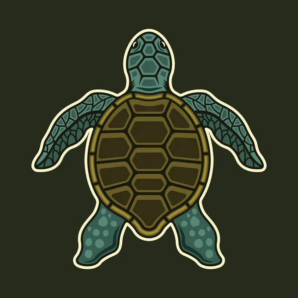 Sea turtle vector illustration in colorful cartoon style on dark background — Archivo Imágenes Vectoriales