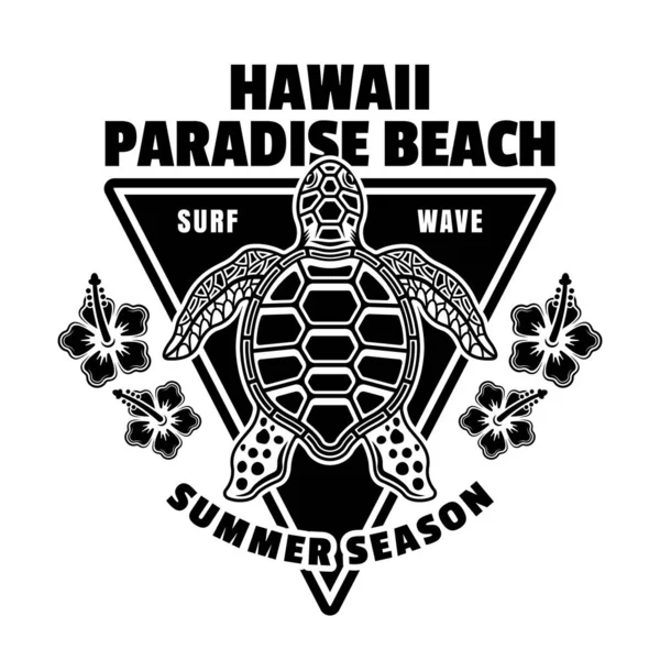 Hawaii Paradise Beach Vector Vintage Emblem Etikett Abzeichen Oder Logo — Stockvektor