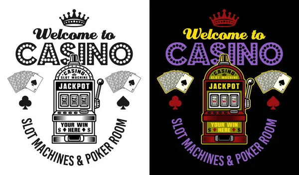 Casino Vector Emblem Badge Label Logo Slot Machine Two Styles — Vector de stock
