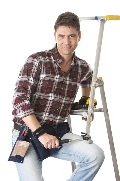 Male builder with work tools — Stock Photo, Image