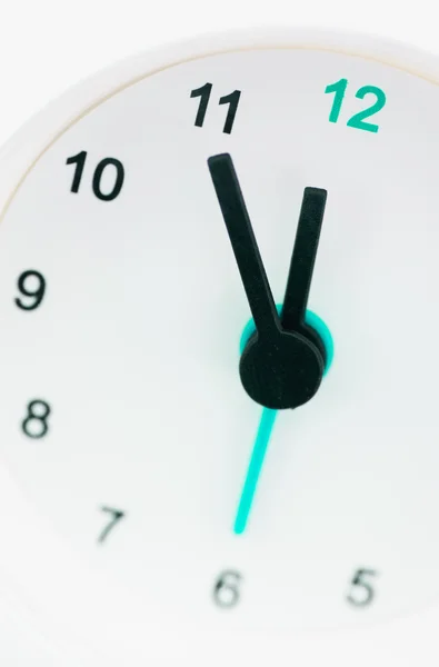 Detail of white clock almost at twelve — Stock Photo, Image