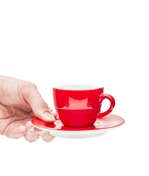 Рука подавать красный кофе Кубок — стоковое фото