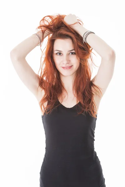 Beautiful young lady with red hair — Stock Photo, Image