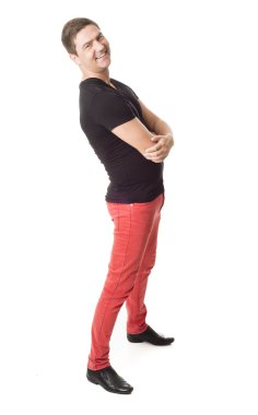 mutlu beyaz zemin üzerinde başarılı bir adam