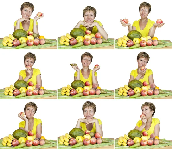 Collage about dieting and healthy eating — Stock Photo, Image