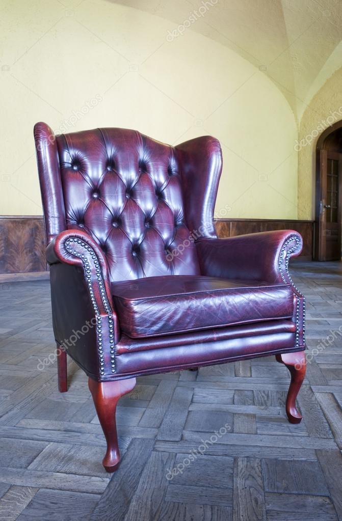 Old Vintage Red Leather Chair In The, Old Leather Chair