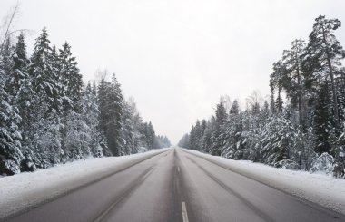 karlı kış yol