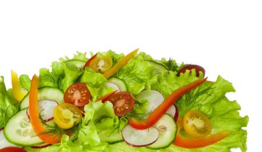 taze salata turp, domates ve salatalık ile