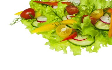 taze salata turp, domates ve salatalık ile