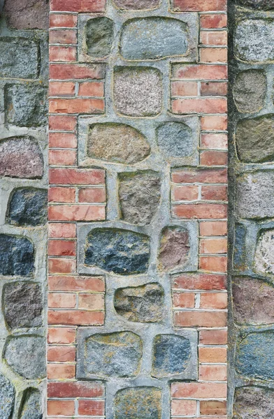 Muster aus Steinmauer und Ziegelmauer als Hintergrund — Stockfoto