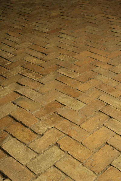 Vieilles briques pavées vintage un plancher dans le château — Photo