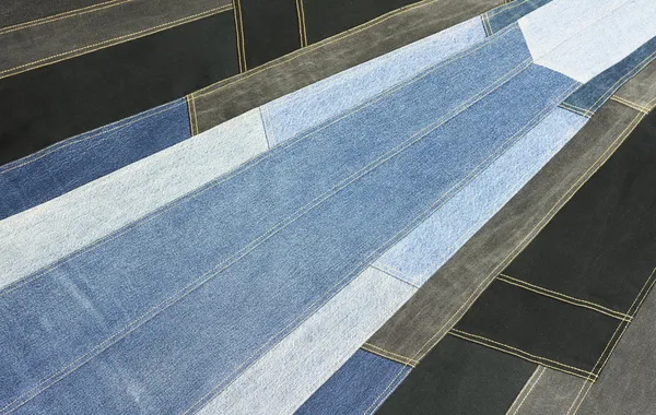 Arka denim patchwork doku — Stok fotoğraf