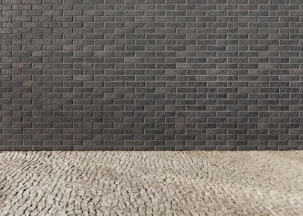 Empty interior with a wall from a dark brick with a pattern and — Stock Photo, Image