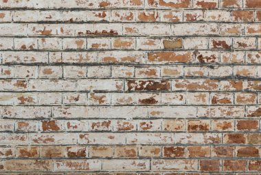 Soyulmuş alçılı eski, eski, kirli tuğla duvarın arka planı 