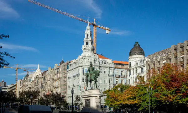 Monumento Pedro Piazza Liberdade Nella Città Oporto Portogallo — Foto Stock