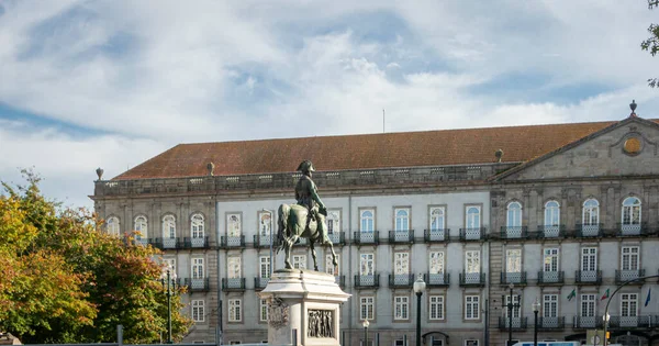 Portekiz Porto Kentindeki Liberdade Meydanı Nda Kral Pedro Nun Anıtı — Stok fotoğraf