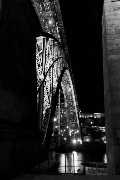 Detail Mostu Luis Černobílé Barvě Městě Porto Portugalsko — Stock fotografie