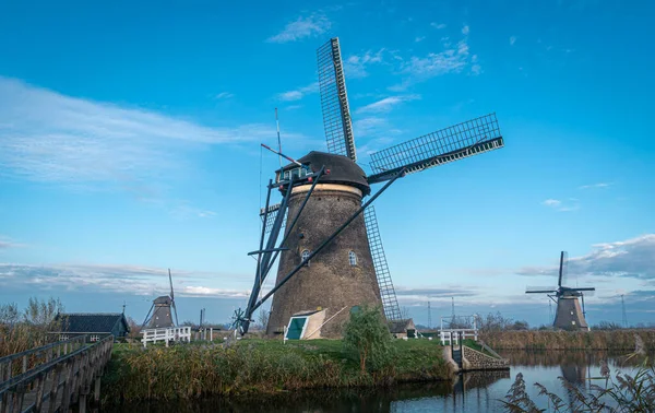Ancient Windmills Edge Canal Kinderdijk Netherlands — Stock Photo, Image